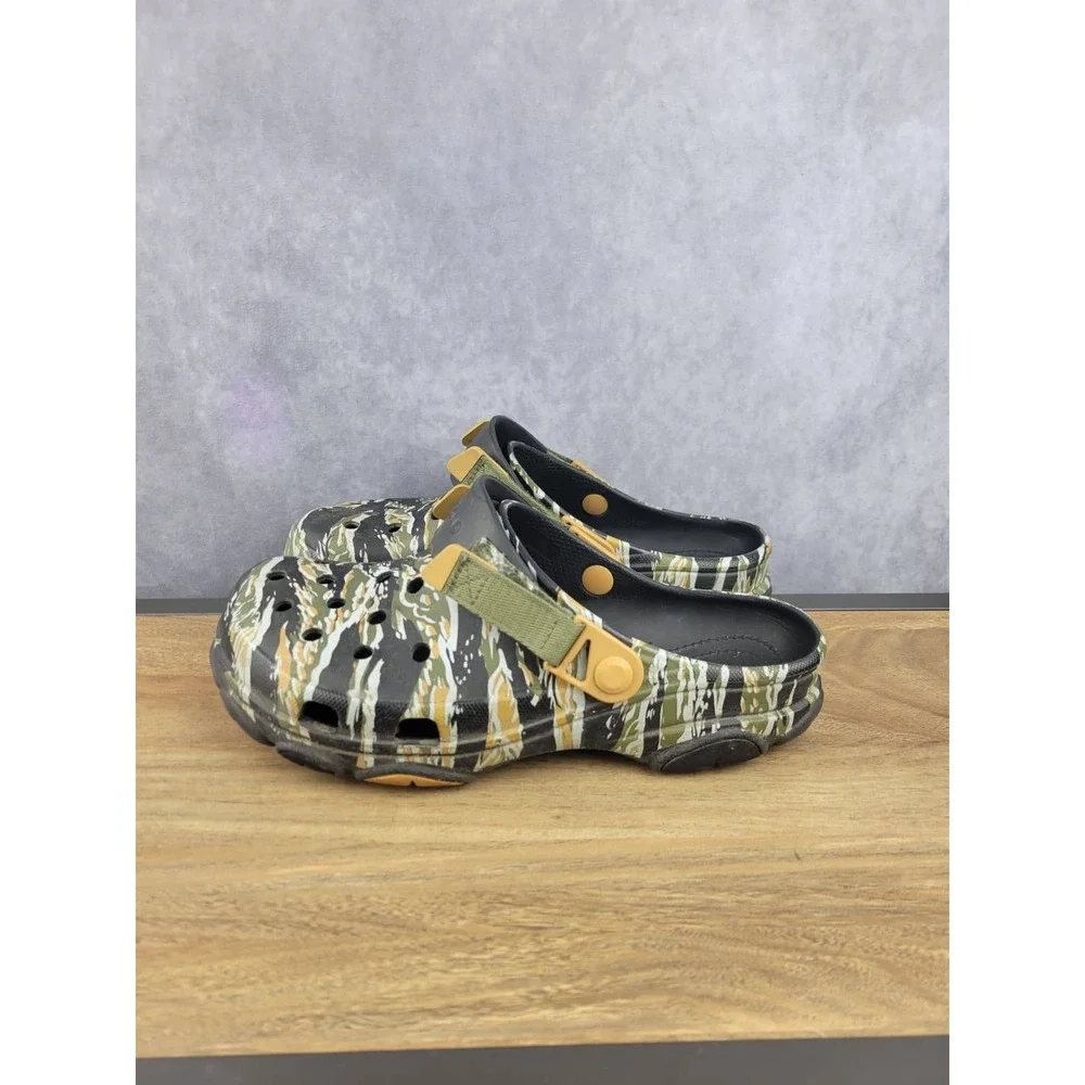 Crocs Classic‎ Camouflage Clog Sandals Green Tan Black
